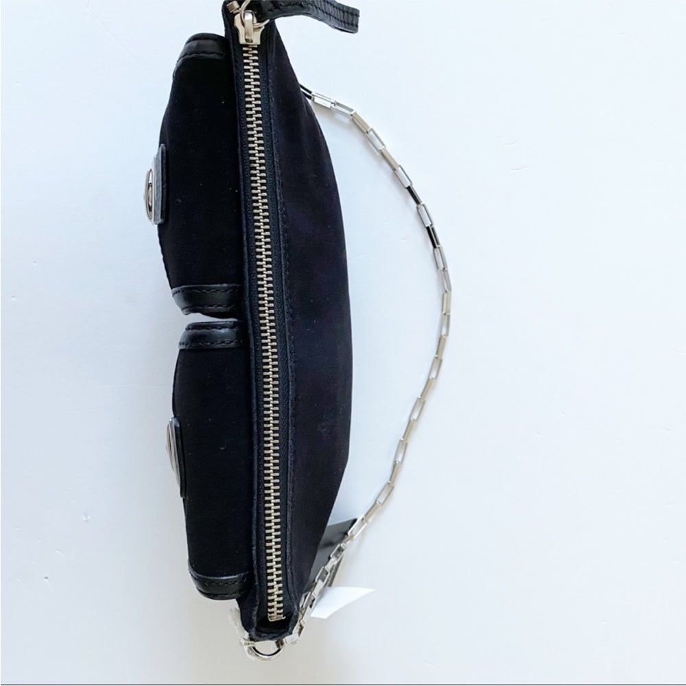 NWT Banana Republic Black Suede Purse Handbag with Silver Details Front Pockets - Picture 3 of 15